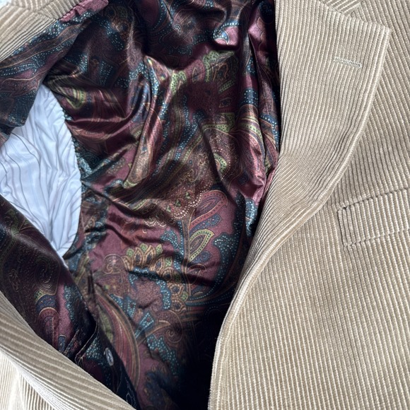 Lauren Ralph Lauren Corduroy Blazer Mens 42L LONG Sport Coat Paisley Lined - Picture 6 of 15